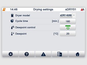 sDRY 40/80 con sDRYBIN S 15-250: Regolazione del punto di rugiada