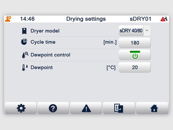 sDRY 40/80 con sDRYBIN S 15-250: Regolazione del punto di rugiada