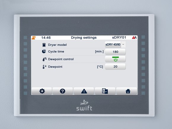 sDRY 40/80 con sDRYBIN S 15-250: Touch-screen centralizzato