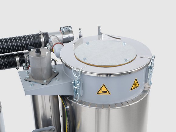 sDRY 40/80 con sDRYBIN S 15-250: Tramogge di essiccazione completamente coibentate